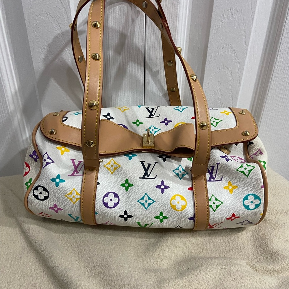 LV Papillon Monogram White/Multicolor Handbag
